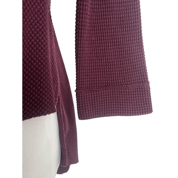 Free People Waffle Knit Tunic Top • Oversized 3/4 Sleeve Thermal Cozy Boho - Picture 11 of 14